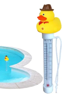 Obrázek produktu pro Plavací teploměr s motivem kachny - teploměr do vody - měřič teploty bazénu - roztomilý design kachny - 20 cm - žlutý