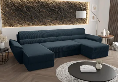 Obrázek produktu pro Sedací souprava do U s úložným prostorem OPHELIA - modrá