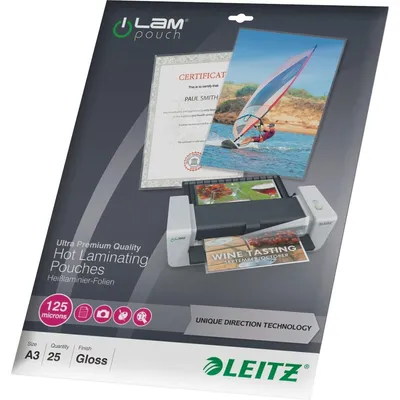 Produktbild von Leitz iLAM UDT, Transparent, EVA (Äthylen-Vinylazetat), Polyethylenterephthalat, Glänzend, A3, 468 mm, 344 mm