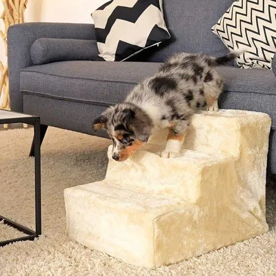 Produktbild von Famanu Hundetreppe - praktische Haustiertreppe mit Plüschbezug