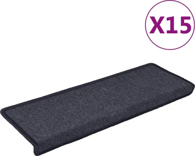 Produktbild von vidaXL Stufenmatten 15 Stk. 65 x 21 x 4 cm Dunkelgrau und Blau Rechteckiger Rand