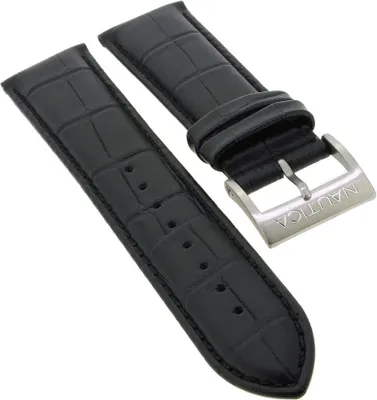 Produktbild von Nautica Uhrenarmband 24mm | Leder Kroko Optik in schwarz | NAI19510G