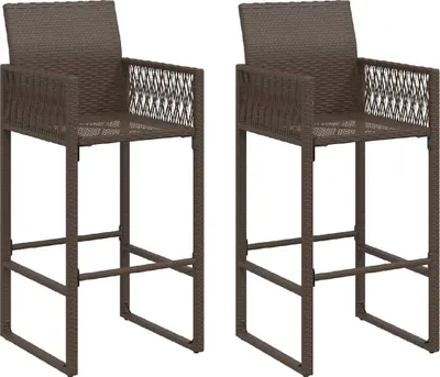 Produktbild von vidaXL Garten-Barhocker 2 Stk. Braun Poly Rattan