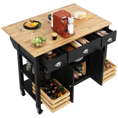 Produktbild von Küchenmöbel – Sideboard – Kücheninsel – Esstischschrank – Servierwagen – Schwarz