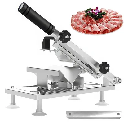 Produktbild von Allesschneider,Hammelfleisch Edelstahlschneidemaschine,0,3mm-15 mm Dicke Manuelle Fleischschneider Rindfleischschneider, 41*19.5*8.3cm