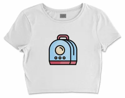 Immagine prodotto di Bona Basics, T-shirt crop basic stampato, donna, 100% cotone, bianco, casual