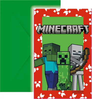 Produktbild von Minecraft Party 6 Einladungskarten & Umschläge