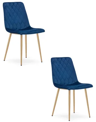 Immagine prodotto di TURIN sedia imbottita blu navy 2 pezzi velluto per cucina sala da pranzo