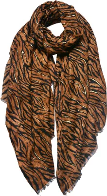 Produktbild von Clayre & Eef Gemusterter Damenschal 90x180 cm Braun Synthetisch