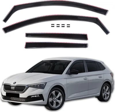 Produktbild von J&J AUTOMOTIVE | GP Windabweiser Für Skoda Scala ab 2019 4tlg, GP Regenabweiser, Schwarz, Getönt, Aerodynamisch, Einfache Montage, Befeistigung mit Clips