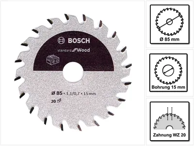 Obrázok produktu pre Bosch 2 608 837 666, Drevo, 8,5 cm, 1,5 cm, 0,7 mm, 18000 ot/min, 1,1 mm