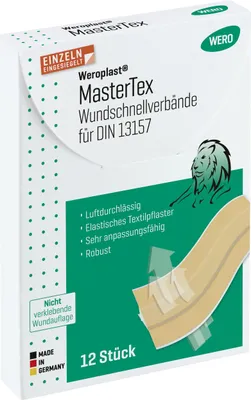 Produktbild von Weroplast MasterTex Wundschnellverbände DIN 13157 - 2021, 12 Stk