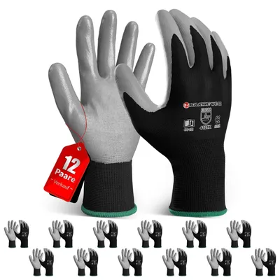 Obrázek produktu pro Pracovní rukavice s nitrilovým povrchem, 12 párů