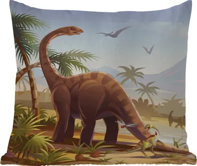 Produktbild von MuchoWow® Outdoor Kissen - Dinosaurier - Landschaft - Tropisch - Kinder - Jungen - 60x60 cm - Wetterfest - Lounge Kissen - Dekoration - Schlaf Kissen