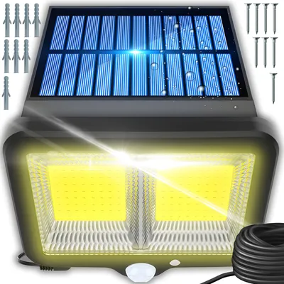 Image de Eclairage solaire LED avec détecteur Lampe solaire Lampe solaire avec détecteur de mouvement Projecteur solaire Projecteur avec détecteur de mouvement IP65 108 LED Retoo