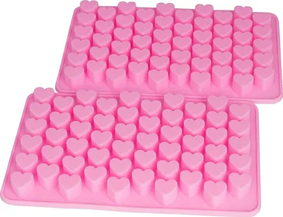 Produktbild von 2 Stück Herzform Silikon Eiswürfel, Backformen mit 55 herzförmigen Backformen aus Silikon, DIY Liebe Schokoladenkuchenform