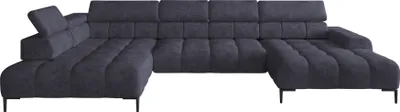 Produktbild von Plaza Ecksofa in U-Form, Linke Seite, Funktional Komfortable Schlaffunktion Verstellbare Kopfstützen Verstellbarer Sitz Wellenfedersystem Hochelastischer Schaum 385x216 cm, Marineblau