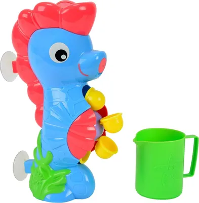 Zdjęcie produktu dla Zabawka do kąpieli konik morski z przyssawką niebieski 26 cm - Zabawka do wanny - Wiaderko do wanny ABC