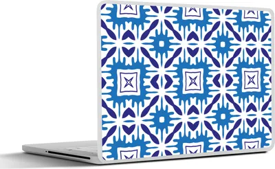 Produktbild von MuchoWow® Laptop Aufkleber Sticker Cover Vektor - Blau - Kacheln - Muster 31x22.5 cm - Laptop-Deko