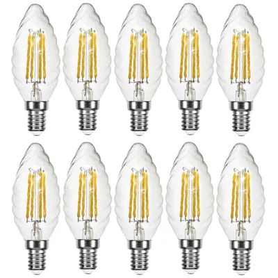 Productafbeelding van 10 x LED Filament Leuchtmittel Kerze gedreht 4W = 40W E14 klar warmweiß 2700K