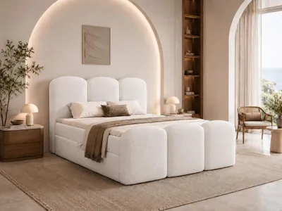 Produktbild von Emlar Boxspringbett Royal 180x200 - Komplett-Set mit Matratze und Topper - Polsterbett mit Bettkästen - Boxspringbett Weiß (Quelle 01)