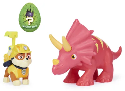 Produktbild von PAW Patrol Dino Rescue Rubble Hero Pup Spielfigur im Set mit beweglicher Dinosaurier-Figur und Überraschungs-Dino, Spielzeug für Kinder ab 3 Jahren, 3 Jahr(e), Mehrfarbig