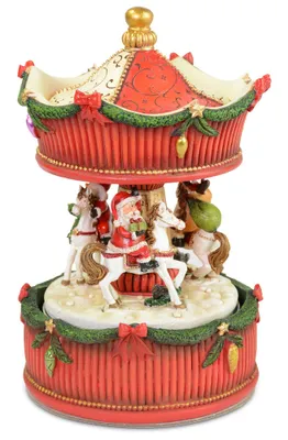 Produktbild von Riffelmacher Spieluhr Karussell mit Weihnachtsmann und Pferden 17 x 11 cm 70895 - Weihnachtsdekorati