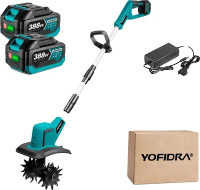 Obrázek produktu pro Zahradní fréza, výkonný bezkartáčový motor, nastavitelná ergonomická rukojeť, 2 kusy 3,0 Ah baterií, typ 1