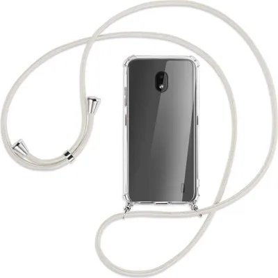 Produktbild von Handykette Backcover-Schutzhülle mit Band (Metall silberfarben) für Nokia 2.2 - broken white