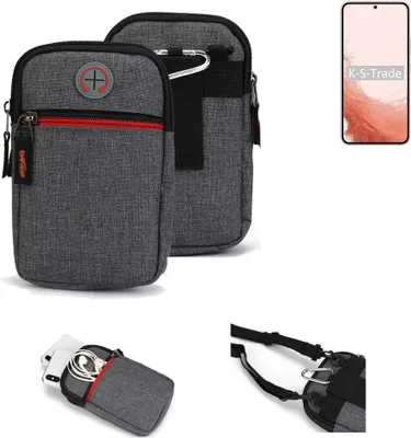 Produktbild von K-S-Trade Holster Gürteltasche kompatibel mit Samsung Galaxy S22 Exynos Handy Tasche Schutz Hülle grau Zusatzfächer 1x
