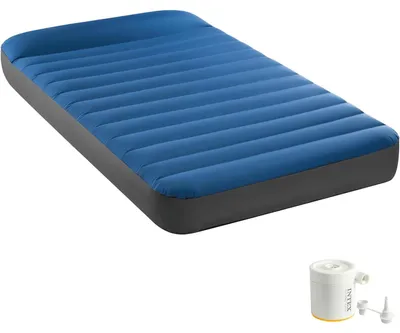 Produktbild von INTEX 64011 - Luftbett - Twin Dura-Beam Truaire inkl. USB-Luftpumpe (blau, 99x191x22cm) Luftmatratze Campingbett