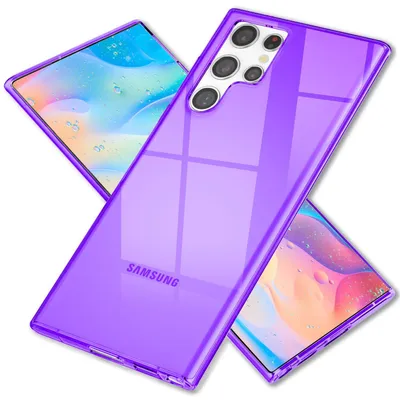 Immagine prodotto di NALIA Clear Neon Custodia per Samsung Galaxy S22 Ultra, trasparente, colorata e luminosa, sottile custodia protettiva Viola