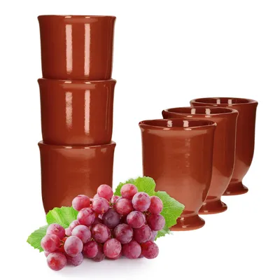 Produktbild von 6er Set Lasierte Tonbecher 175ml ideal für Honigwein