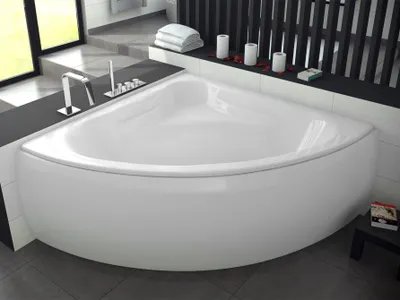 Produktbild von BADLAND Eckbadewanne Badewanne Mia 140x140 mit Acrylschürze, Füßen und Ablaufgarnitur GRATIS