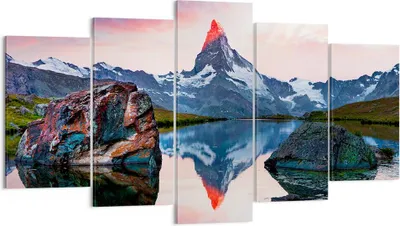 Produktbild von Bild auf Leinwand - Leinwandbild - Berge Felsen Wasser - 160x85cm - Wand Bild - Wanddeko - Leinwanddruck - Bilder - Kunstdruck - Wanddekoration - Leinwand bilder - Wandkunst - EA160x85-3892