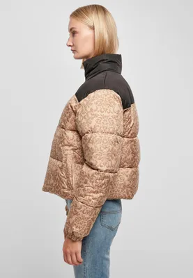 Zdjęcie produktu dla Dámská zimní bunda Urban Classics Ladies AOP Retro Puffer Jacket unionbeigedamast - L