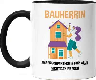 Produktbild von Bauherrin Tasse Schwarz Richtfest Hausbau Häuslebauer Geschenk Einzug Eigenheim Lustig Sarkasmus
