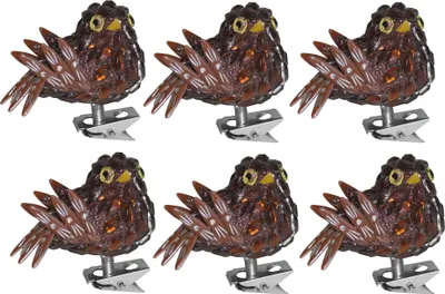 Produktbild von 6x Vögel auf Clip Baumschmuck Vogel Dekoration Glitzer Schmuckstein Vogelfigur