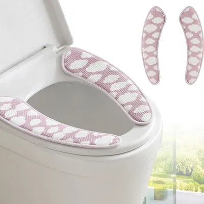 Productafbeelding van Dikke en Warme Toiletstoelhoes met Cloudpatroon