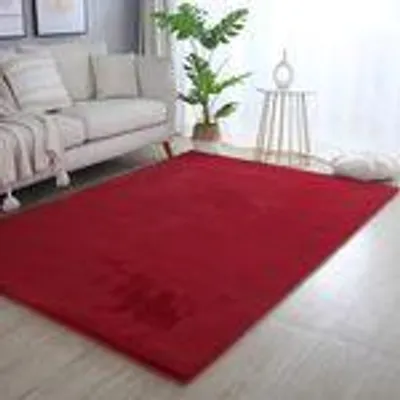 Zdjęcie produktu dla Dywan z wysokim włosiem do salonu,jednokolorowy,imitacja futra,puszysty,miękki,przytulny,w pastelowych odcieniach,Rozmiar: 60 x 110 cm,Kolor: Czerwony