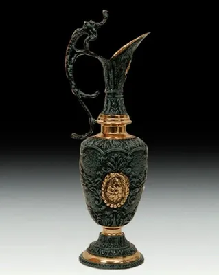 Immagine prodotto di Casa Padrino Vaso barocco a forma di brocca da vino verde/ottone h. 45 cm - Accessori d'arredo barocco