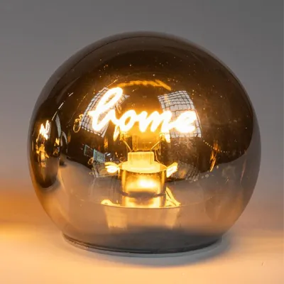 Produktbild von LED Deko Kugel Schriftzug HOME D. 12cm schwarz Glas mit Timer Formano