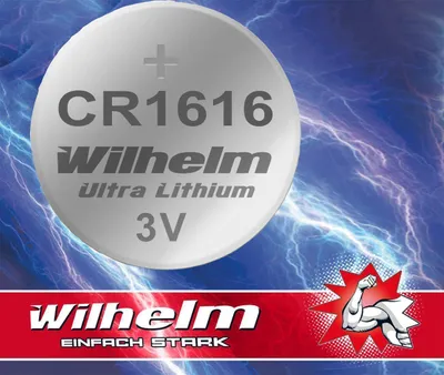 Produktbild von 1 x CR1616 WILHELM Lithium Knopfzelle 3V 55mAh ø16 x 1,6 mm Batterie DL1616
