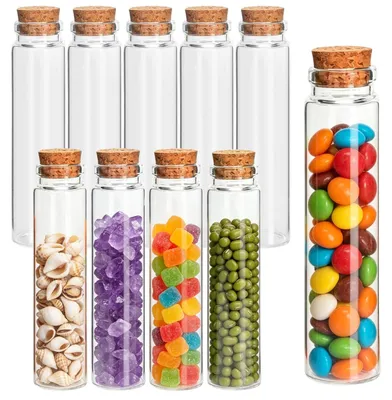 Obrázek produktu pro Sada 10 mini skleněných lahviček s korkovou zátkou, objem 60 ml
