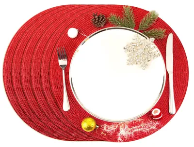Platzsets rund Ø 38 cm, 6er Set, abwaschbar, Rot