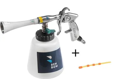 Produktbild von Benbow Druckluft Reinigungspistole Set 4-tlg Autoreinigung 004 + Rot Schlauch, Behälter 1L, Trocknen und Blasen, Autos, Polster