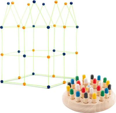 Produktbild von Pack Memory-Schach aus Holz und Baukasten für Kinder InnovaGoods