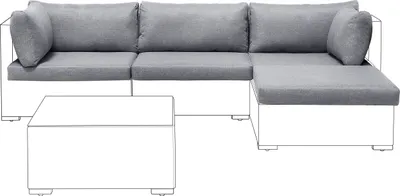 Produktbild von BELIANI Set Kissenbezüge für Gartenlounge Hellgrau Polyester mit Reißverschlüssen UV-Schutz 4 Sitz-, 2 Seiten- und 3 Rückenkissenbezüge Garten Balkon