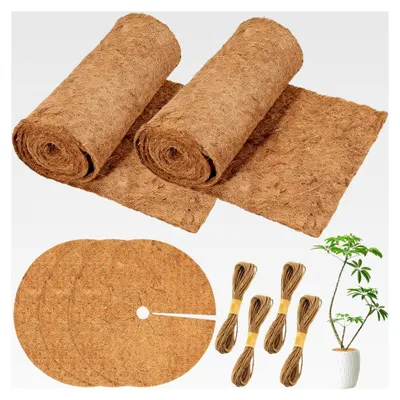 Produktbild von 2 Rollen Kokosfasermatte 100 x 30 cm und 5 Stück Kokosmatte 30 cm Winterschutz für Pflanzen
