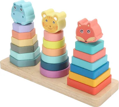 Immagine prodotto di Giocattolo di legno per ordinare e impilare a forma di animale, gioco educativo precoce a colori